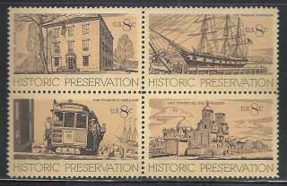 USA   MNH Block of 4 Stamps   Historic Preservationi  