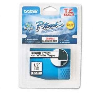  P Touch TZ Tape Cartridge   1/2w, Black on White(sold in 