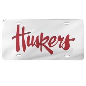   License Plate w/Classic Script Huskers logo design: Sports & Outdoors