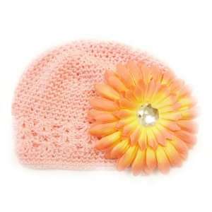   Fits 0   9 Months With a 4 Peach Gerbera Daisy Flower Hair Clip: Baby