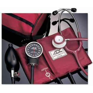ADC Pros Combo lll Palm Aneroid & Sprague Stethoscope Kit, Adult, Red 