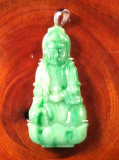   Jadeite Pendant With 18K White Gold   Guan Yin Kuan Yin  