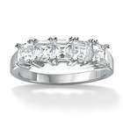 Palm Beach Jewelry Platinum/Silver Princess Cut Cubic Zirconia Ring 