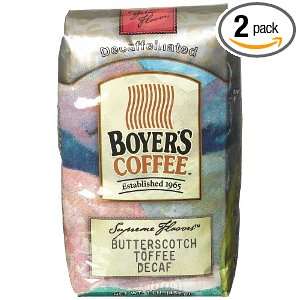 Boyers Coffee Butterscotch Toffee Decaf, 16 Ounce Bags (Pack of 2)