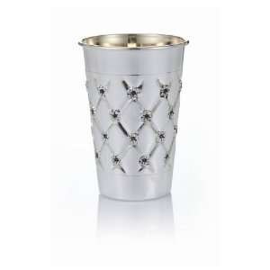  Sterling Silver Kiddush Cup with Argyle Pattern and 
