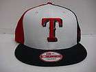 Texas Rangers New Era Cap 9Fifty Flat Brim Snapback Tri Block Snap Hat 