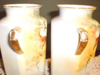 Antique Pair Noritake Vases Urns c. 1911 1921 6 Hand Painted NIPPON 