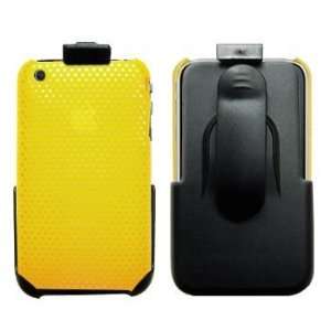 Holster Case w/ Ratcheting Belt Clip & Yellow Mesh Hard Case / Cover 
