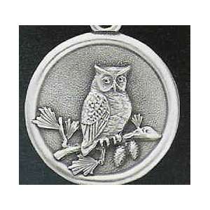  Owl Pewter Fan Pull with 6 Chain