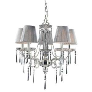  Elk 2396/5 5 Light Chandelier In Polished Silver and Iced 