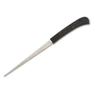 Serrated Blade Hand Letter Opener with Black Plastic Handle   8 Long 