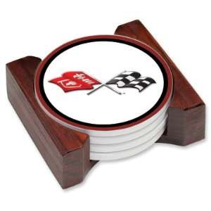  Corvette Cross Flags Ceramic Coaster Set Automotive