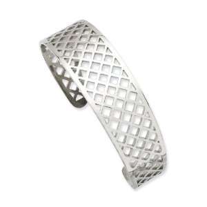  Stainless Steel Polished Cross Pendant Hatch Cuff Bangle 