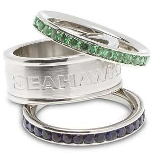  Stainless Steel Seattle Seahawks Team Logo Ring Set 