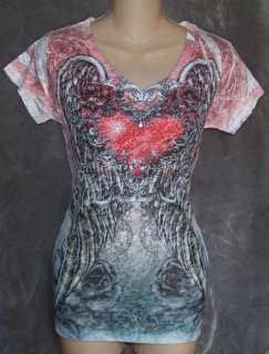 SUBLIMATION   Big Wings Red Heart Small T SHIRT TOP New  