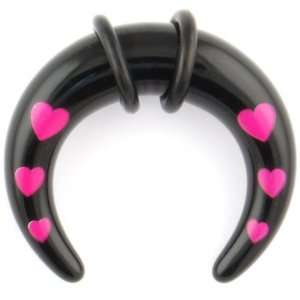   Pincher 0g, Black / Pink Hearts Inc. Halftone Bodyworks Jewelry