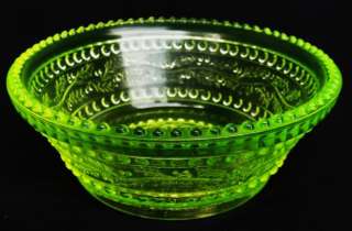 Uranium Vaseline Glass Beaded Holly Nut Mint Dish  