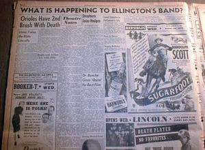   African American newspaper w DUKE ELLINGTON JAZZ BAND banner headline