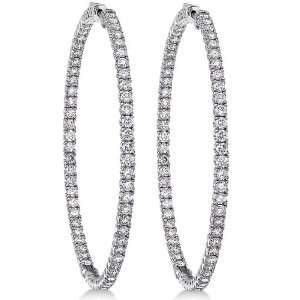  Pave Set Diamond Hoop Earrings 14k White Gold (6.25ct 