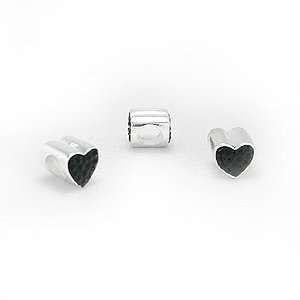   Sterling Silver and Black Cubic Zirconia Bead in a Heart Design