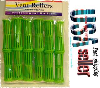 air vent 12 rollers with picks CULER perm rod GREEN  