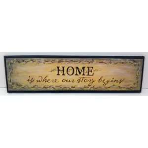     is where our story begins, Inspirational Wood Sign