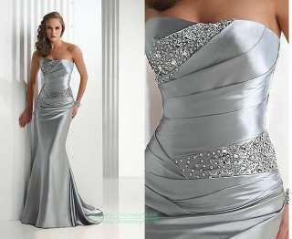 Elegant Silver/Brown Formal Gown Evening/Prom/Ball/Party Women Dress 