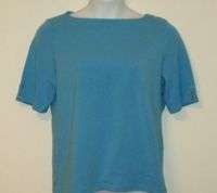 NEW Liz Claiborne Elbow Sleeve Knit Top Shirt Blue S  
