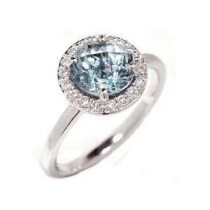  18k White Gold Blue Zircon & Diamond Ring Size 6 Ct.tw 2 