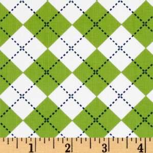  44 Wide Remix Argyle Lime/White/Blue Fabric By The Yard 