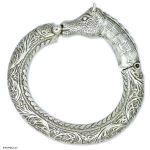  Sterling silver bangle bracelet, Mughal Pony Jewelry