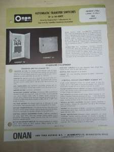 Vtg Onan Brochure~Automatic Transfer Switches LTDU~Spec Sheet  