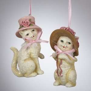    Style Pink Floral Hat Christmas Ornaments 3.75