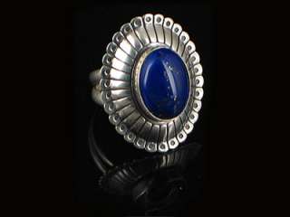 Southwestern Sterling Silver Natural Lapis Ring size 6  
