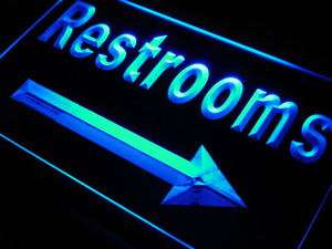 m049 b Restrooms Toilet Arrow right Neon Light Sign  