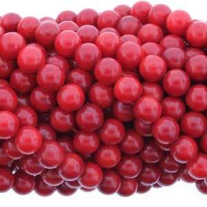    Red Coral  Ball Plain   6mm Diameter, No Grade   Sold by 16 Inch 