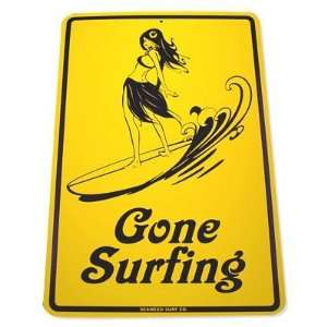  Gone Surfing Surfer Girl Street Sign  Yellow: Sports 