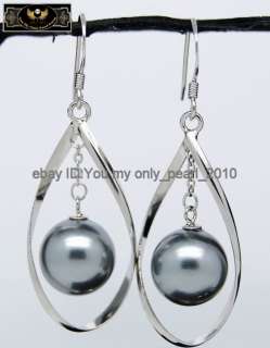 MP 12mm sea shell pearl dangle earrings 925 Silver  