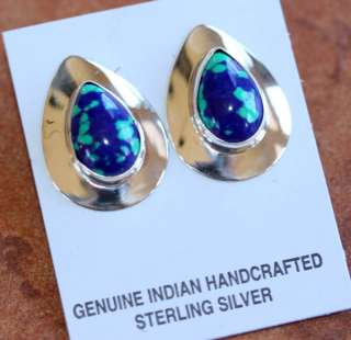 Navajo Azurite Malachite Earrings by Nancy Wilson  