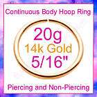 20g 5/16 14k Gold Filled (not plated) Continuous Hoop Body Ring Nose 