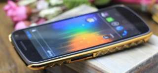 Gold Bamboo grid Luxury PU Samsung Google Galaxy Nexus GT I9250 COVER 