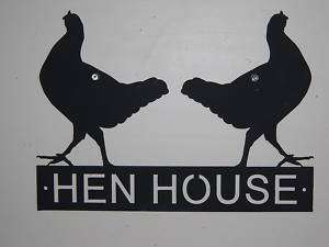 hen house sign heavy metal chick farm  