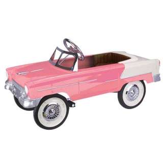 New 1955 Chevy/Chevrolet Convertible Pink & White Pedal Car w/ Chrome 