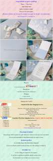 100 light blue background silver ribbon wedding invitations and 