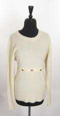 Authentic CHANEL Cream Cashmere Knit Sweater Shirt S/M  