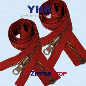 24  YKK #5 Antique Brass Reversible Slide Sep ~ RED  