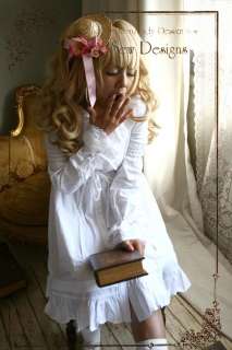   BabyDoll Empire Waist Button Down Cotton Dress Sleepwear White  