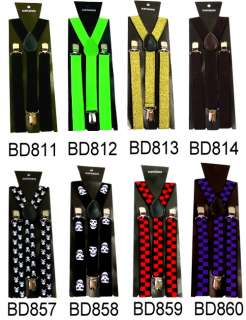 NEW Unisex Elastic Suspenders Braces Adjustable Clip on  
