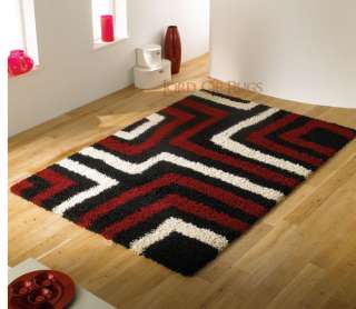 XLarge Shaggy Black Red Rug Carpet in Various Sizes  