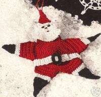 Crochet Santa Star Xmas Tree Ornament Vintage Pattern  
